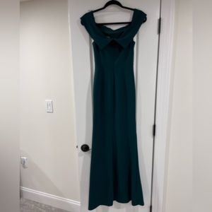 Aveline Forest Green Off the Shiulder Maxi Dress